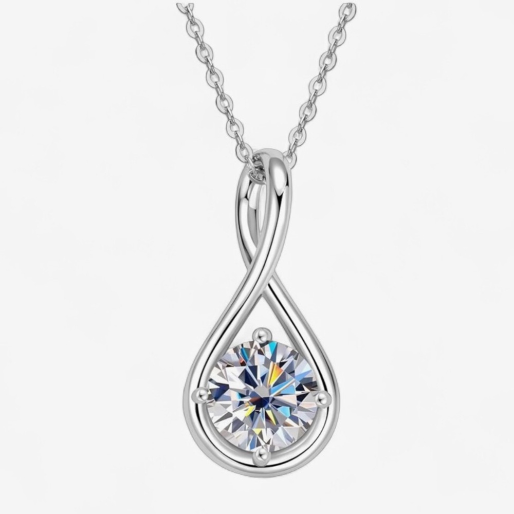 Certified Moissanite Diamond Infinity Necklace 18K Gold- 925 Sterling Silver